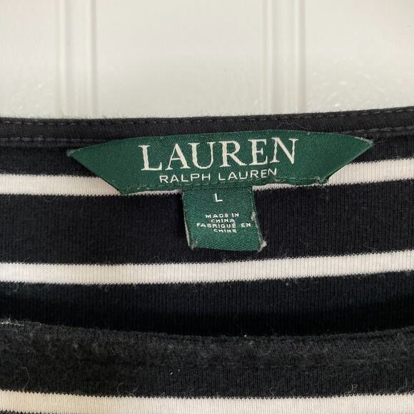 Lauren Ralph Lauren Womens Striped Top Size Large Classic Preppy Old Money Twee - Picture 2 of 7